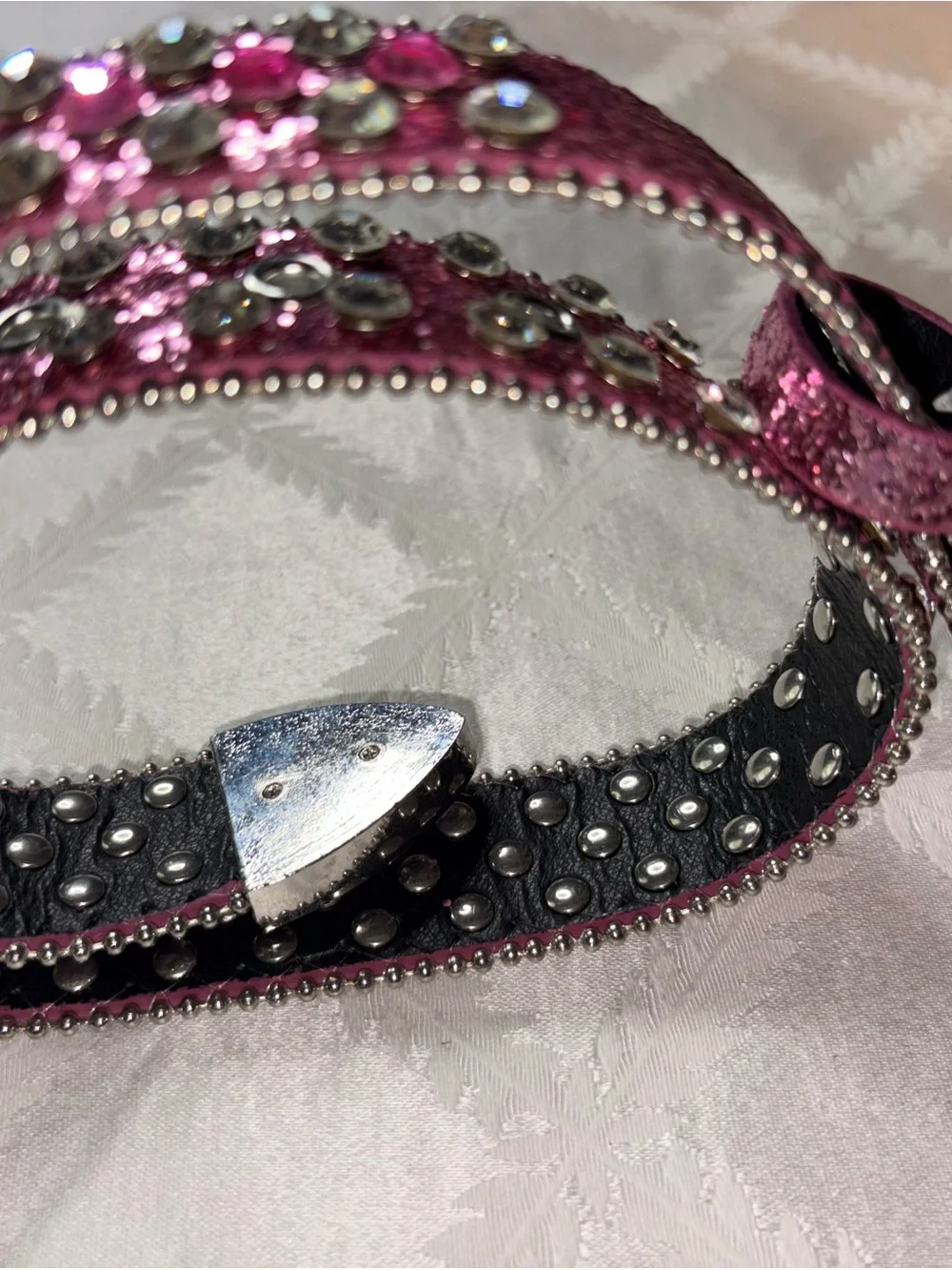 Girls Pink Sequin Rhinestone Accent Belt